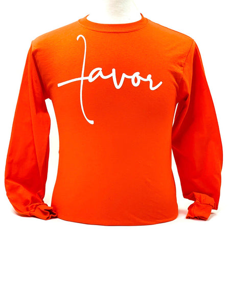 Favor Long Sleeve Shirt Orange & White - Jewellery Unique Gifts & Accessories