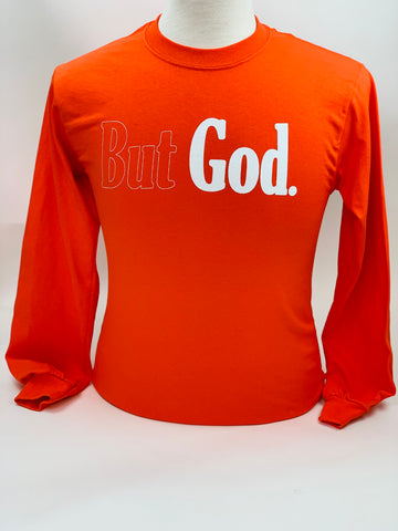 But God T-Shirt - Long Sleeve Orange & White
