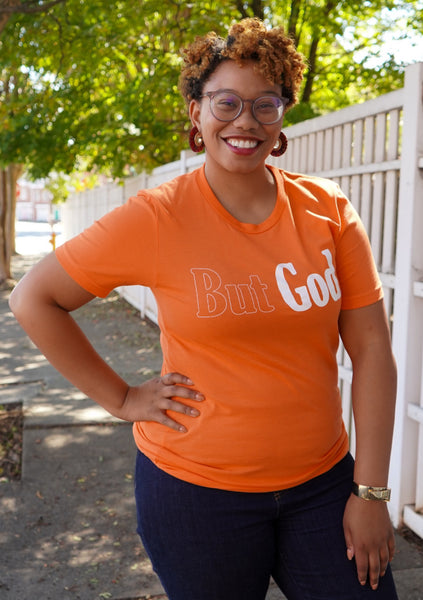 But God T-Shirt - Short Sleeve Orange & White - Jewellery Unique Gifts & Accessories