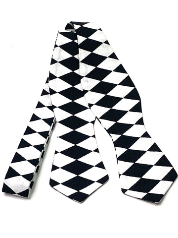 Self Tie Black & White Diamond Bow Tie