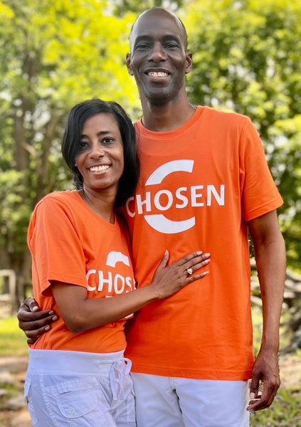 Chosen Short Sleeve T-Shirt Orange and White - Jewellery Unique Gifts & Accessories