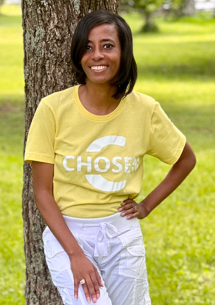 Chosen Short Sleeve T-Shirt Yellow and White - Jewellery Unique Gifts & Accessories