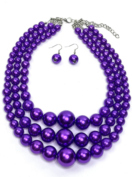 Purple Multi-Strand Necklace Set