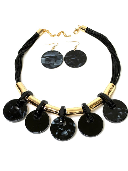 Black and Gold Statement Necklace Set