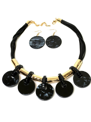 Black and Gold Statement Necklace Set