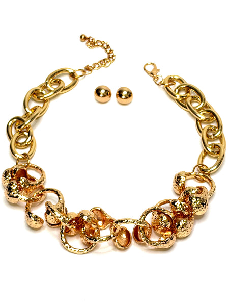 Chain Gold Statement Necklace Set l