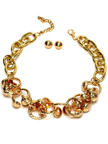 Chain Gold Statement Necklace Set l