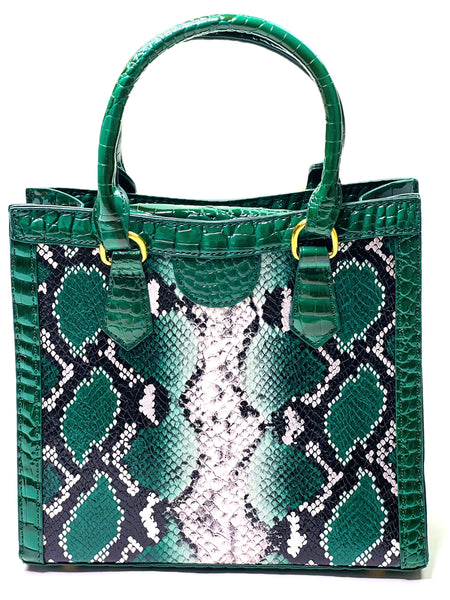 Green, Black and White Mini Snakeskin Handbag - Jewellery Unique Gifts & Accessories