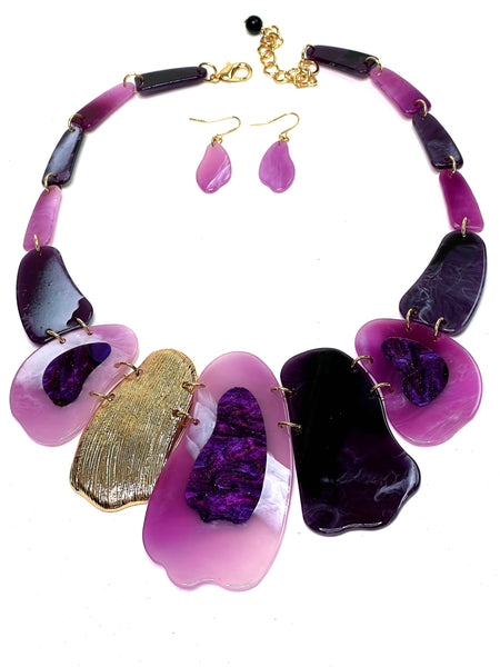 Purple Statement Necklace Set