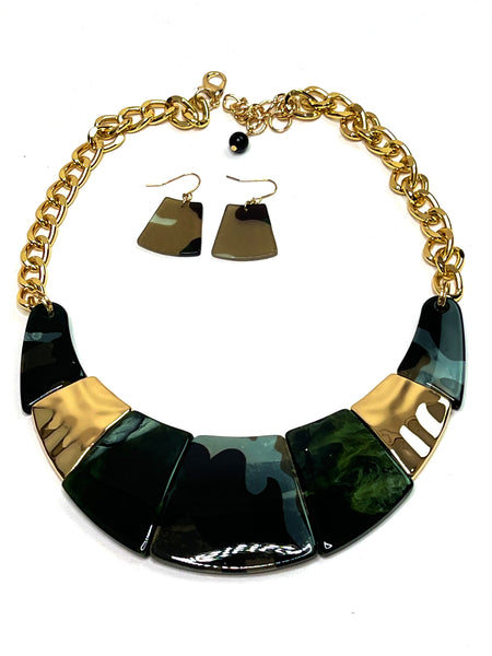 Green Statement Necklace Set - Jewellery Unique Gifts & Accessories
