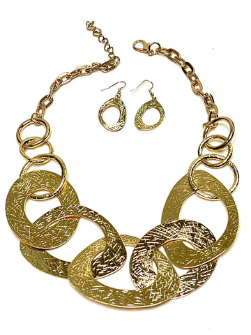 Gold Loop Statement Necklace Set
