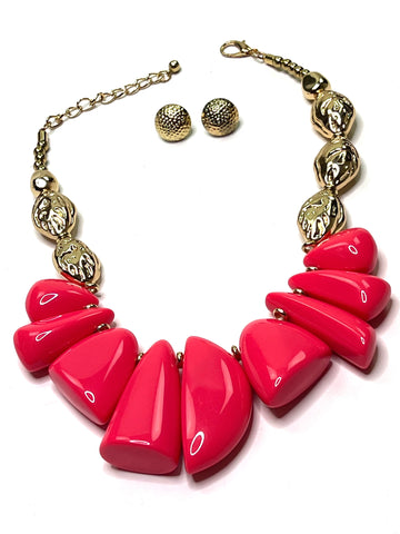 Pink Statement Necklace Set