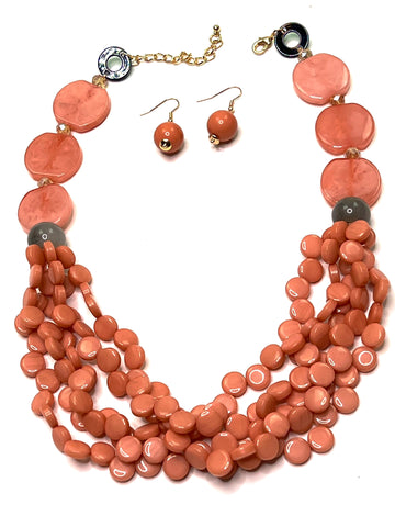 Peachy Pink Necklace Set