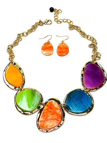 Multi-Color Chunky Necklace Set