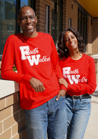 Faith Walker Long-Sleeve Shirt Red and White