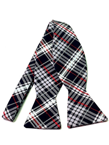 Self Tie Red Black & White Plaid Bow Tie