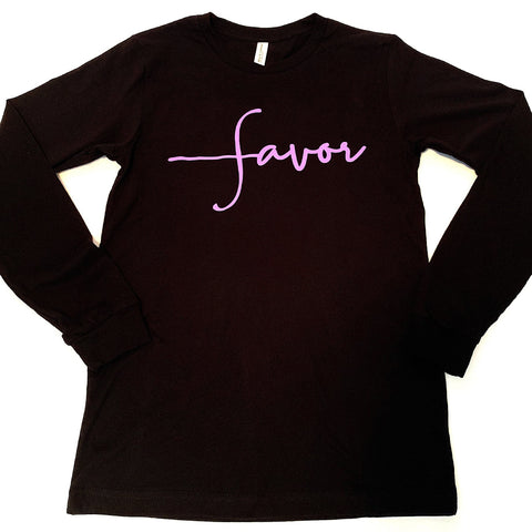 Favor Long-Sleeve Shirt Black and Purple