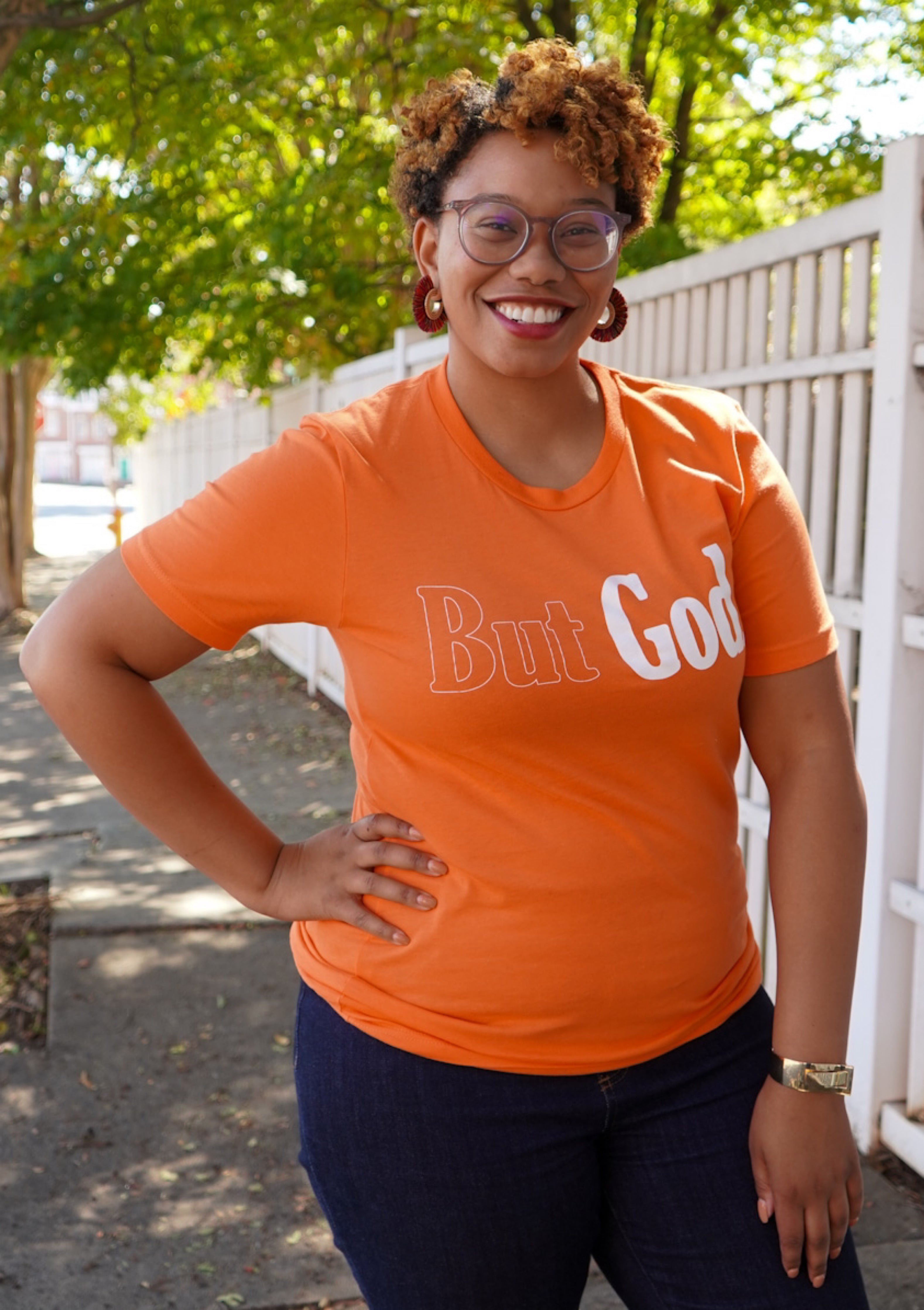 But God T-Shirt - Short Sleeve Orange & White - Jewellery Unique Gifts & Accessories