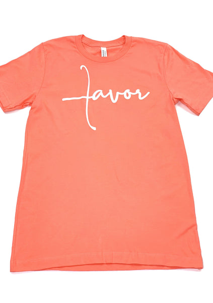 Favor T-Shirt Peach and White - Jewellery Unique Gifts & Accessories