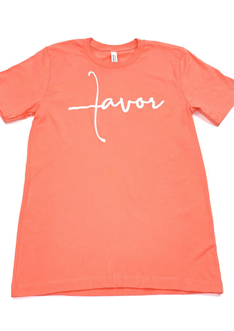 Favor T-Shirt Peach and White