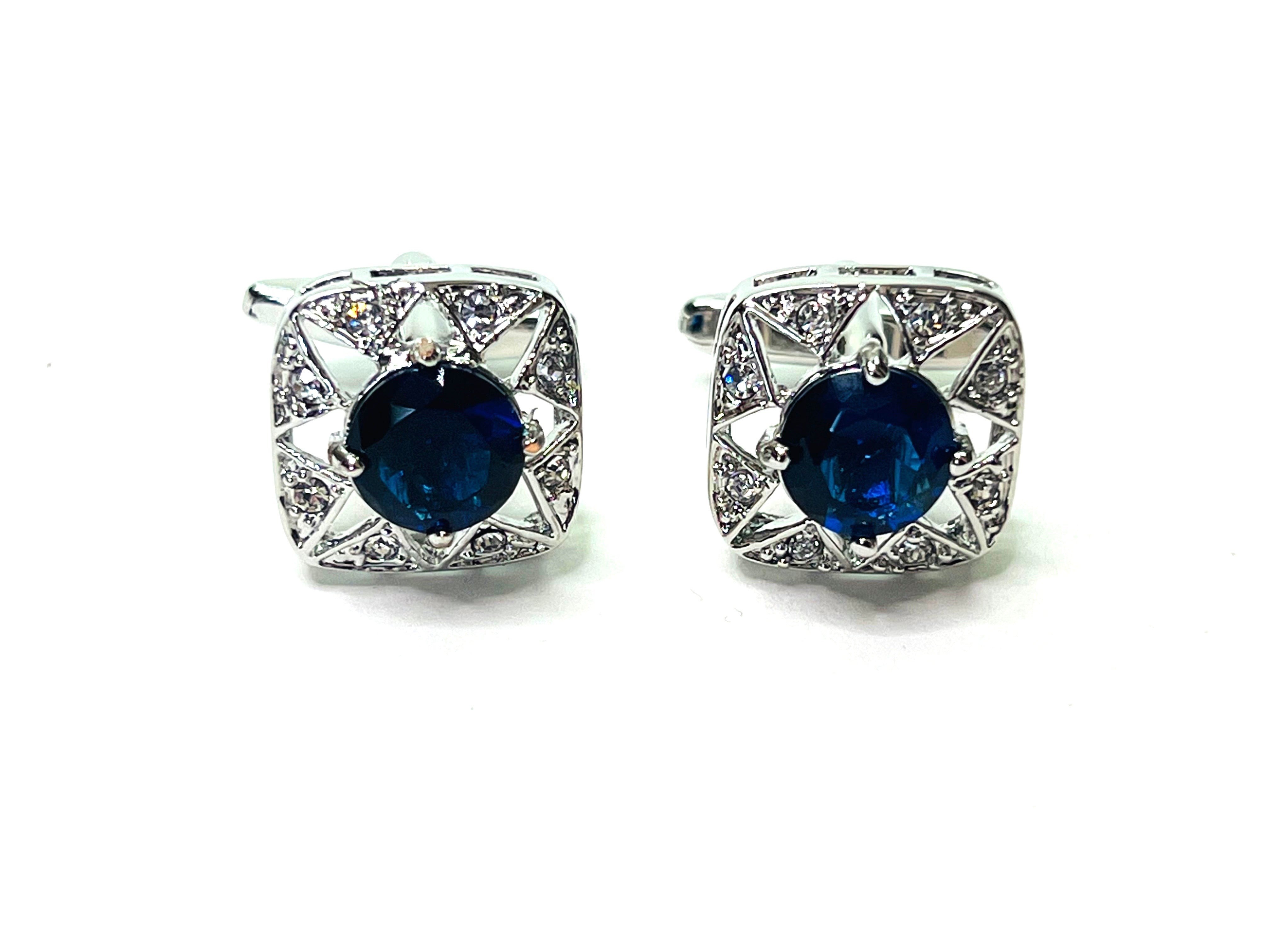 Blue Rhinestone Cufflinks - Jewellery Unique Gifts & Accessories