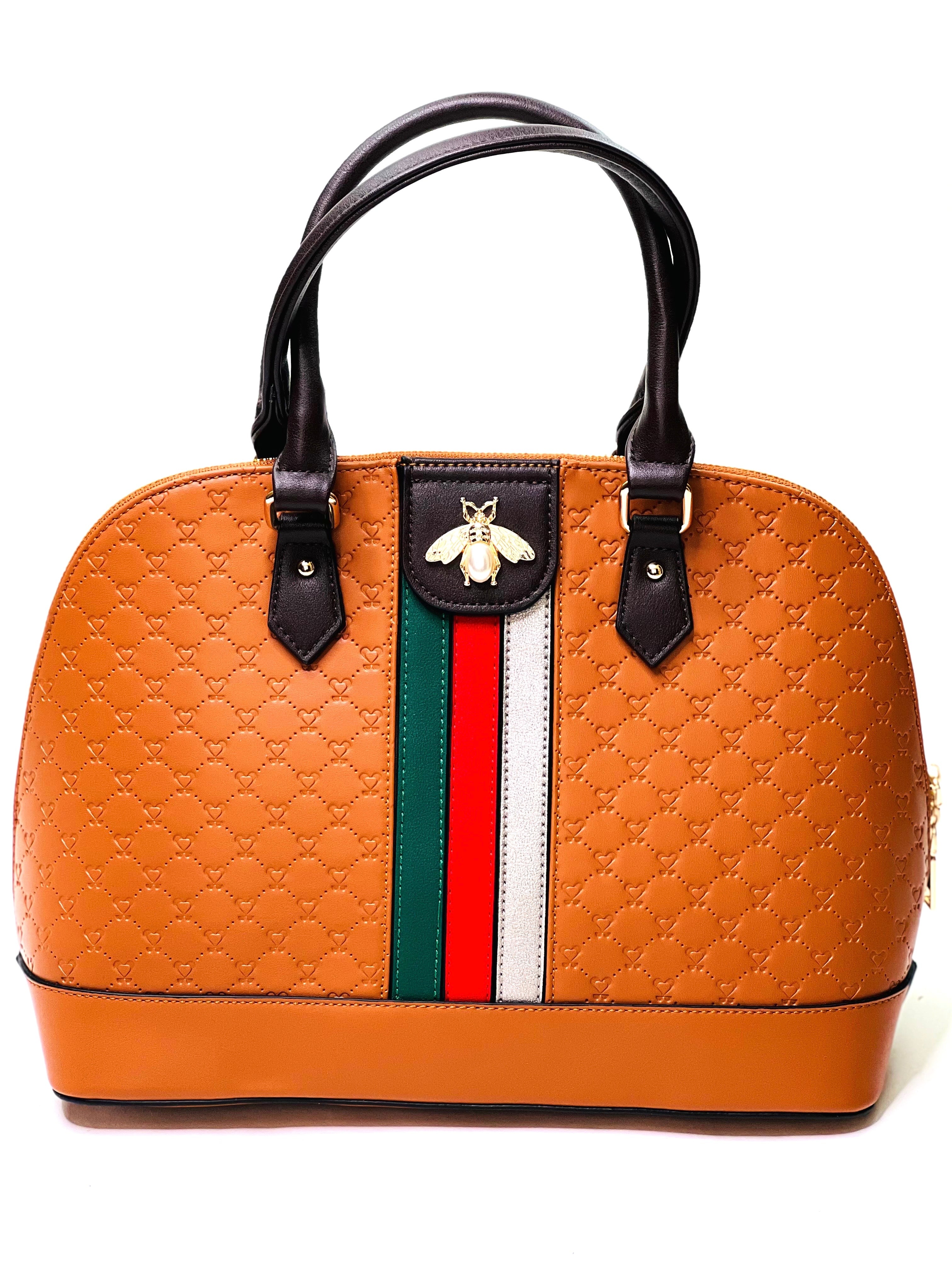 Cognac Brown Handbag with Bee - Jewellery Unique Gifts & Accessories
